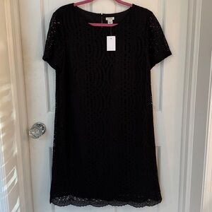 NWT J.Crew Factory Black Lace Short Sleeve Dress